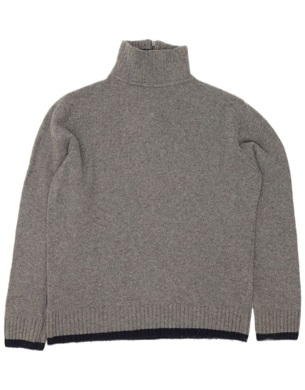 Woolrich Herre Grafisk Zip Neck Jumper Sweater XL Grå Uld