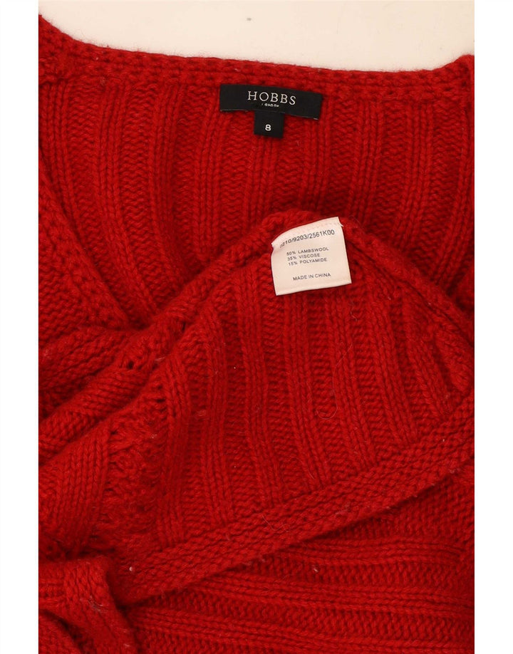 Hobbs Dame Cardigan Sweater UK 8 Lille rød lammeuld