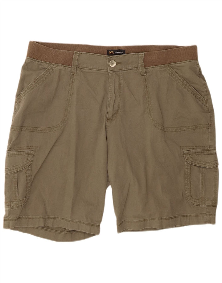 LEE afslappet pasform dameshorts US 18 2XL W40 Khaki Bomuld
