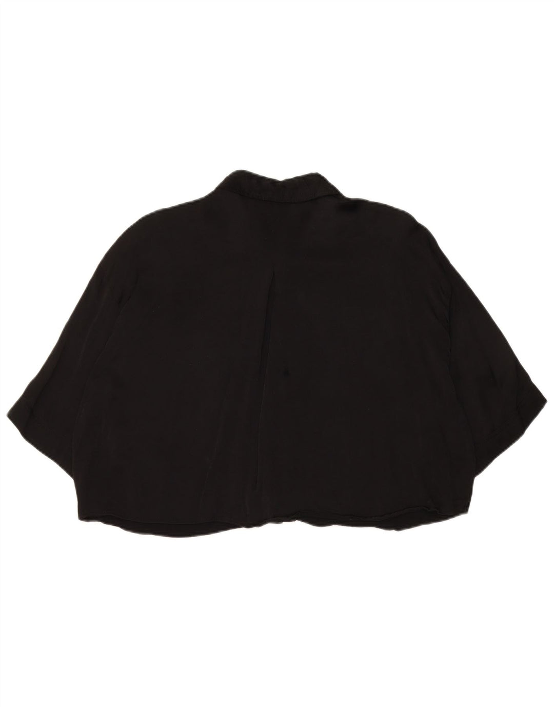 Zara Womens Oversized 3/4-ærmet Crop Shirt Bluse UK 14 Medium Black