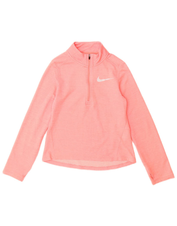 Nike Girls Dri Fit Pullover med lynlås-hals træningsdragt Top 10-11 år Medium Pink