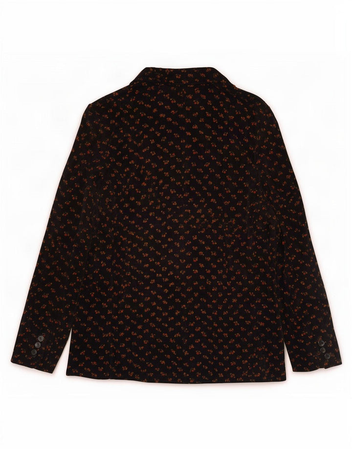 Vintage Dame 3 Button Velvet Blazer Jacket IT 48 XL Black Floral