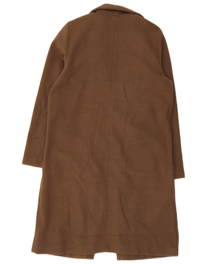 Zara Womens Open Overcoat UK 14 Large Brown Polyester