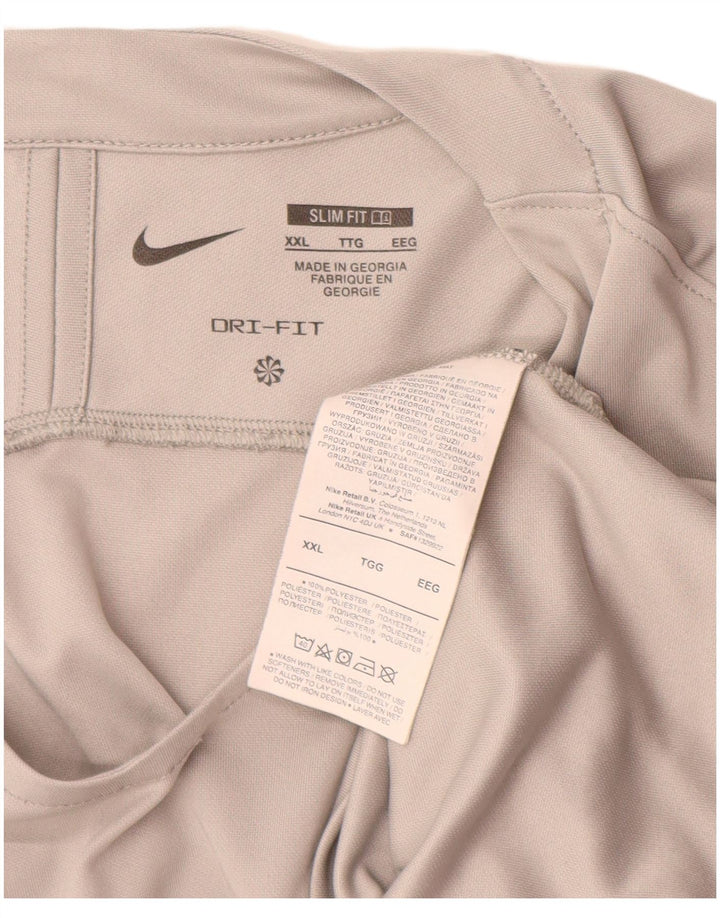 Nike Herre Dri Fit Slim Fit Top Langærmet 2XL Grå Polyester
