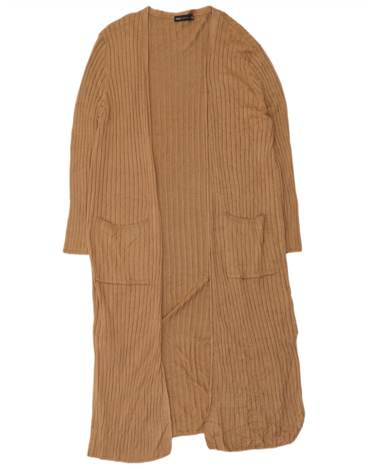 Marks & Spencer Dame Longline Cardigan Sweater UK 16 Large Brown