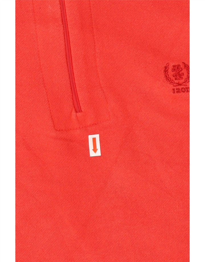 Izod Herre 1/4 Zip Sweatshirt Jumper Lille Rød Bomuld