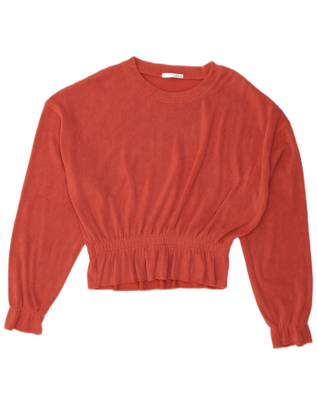 Zara Dame Oversized Crop Langærmet Bluse Top UK 10 Small Orange