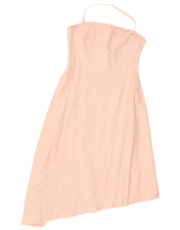 Oasis Womens Asymmetrisk Halter Dress UK 12 Medium Pink Floral Viscose