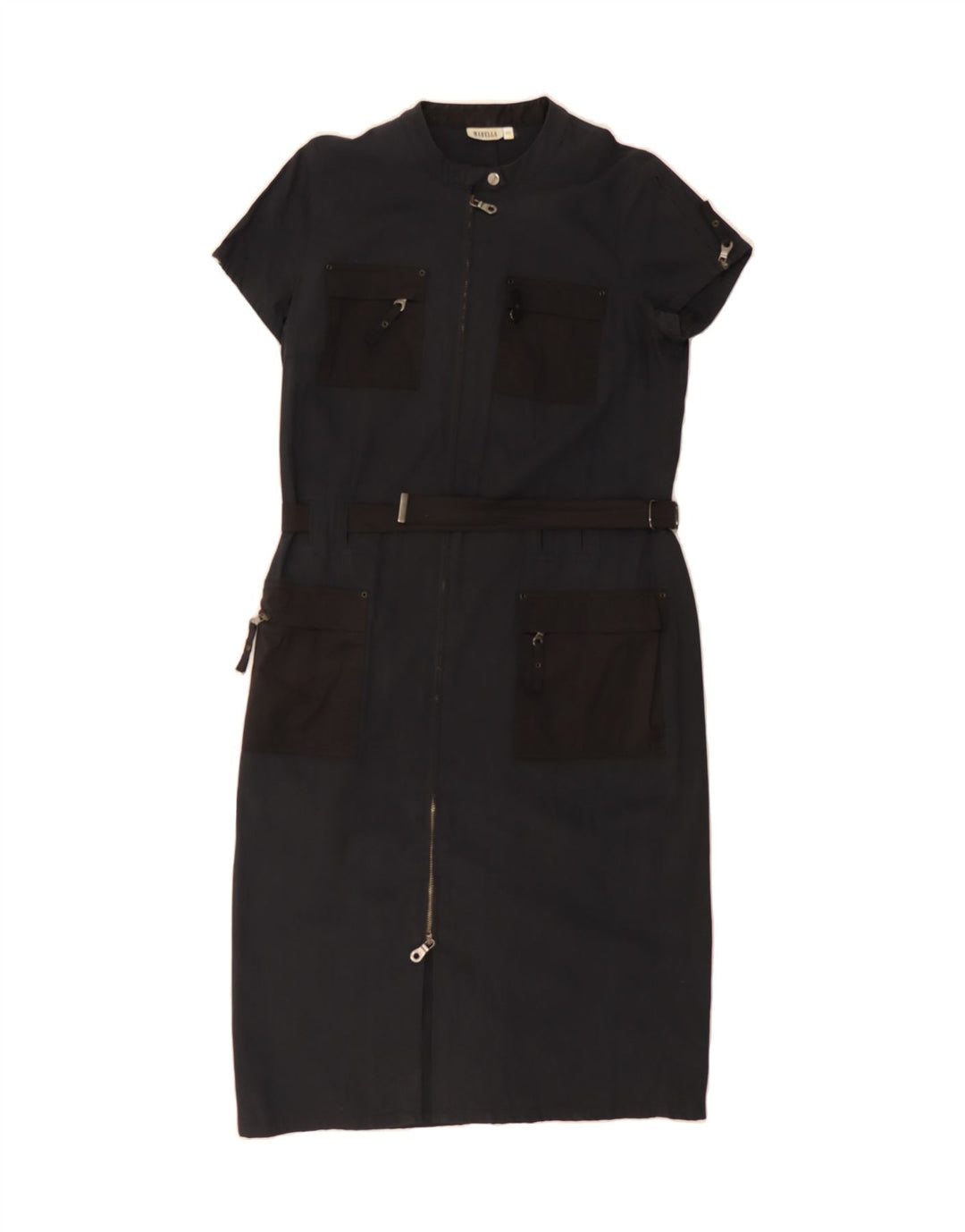 MARELLA Womens Shift Dress IT 46 Large Black Colourblock Cotton Vintage Marella and Second-Hand Marella from Messina Hembry 