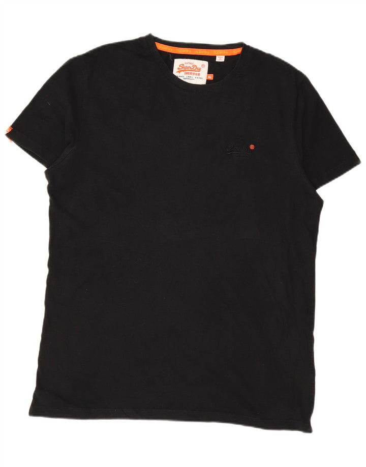 SUPERDRY Herre T-Shirt Top XL Sort Bomuld