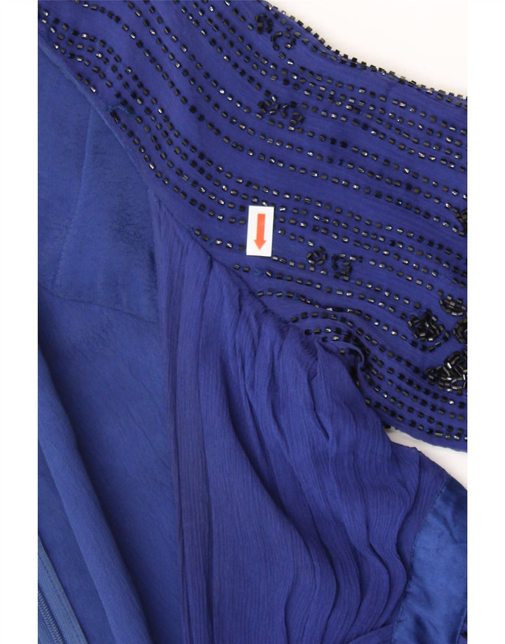 REISS blusetop til kvinder UK 10 Lille blå silke