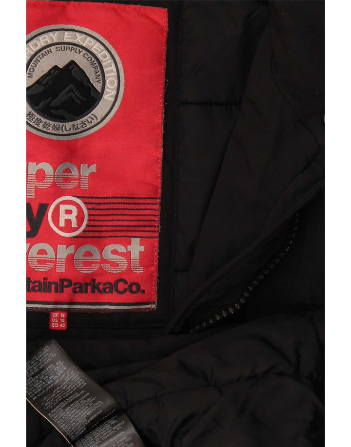 Superdry Parkajakke til kvinder UK 14 Stor sort polyester