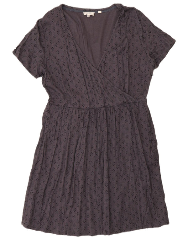 Fat Face Kvinder A-Line Kjole UK 12 Medium Lilla Geometrisk Viscose