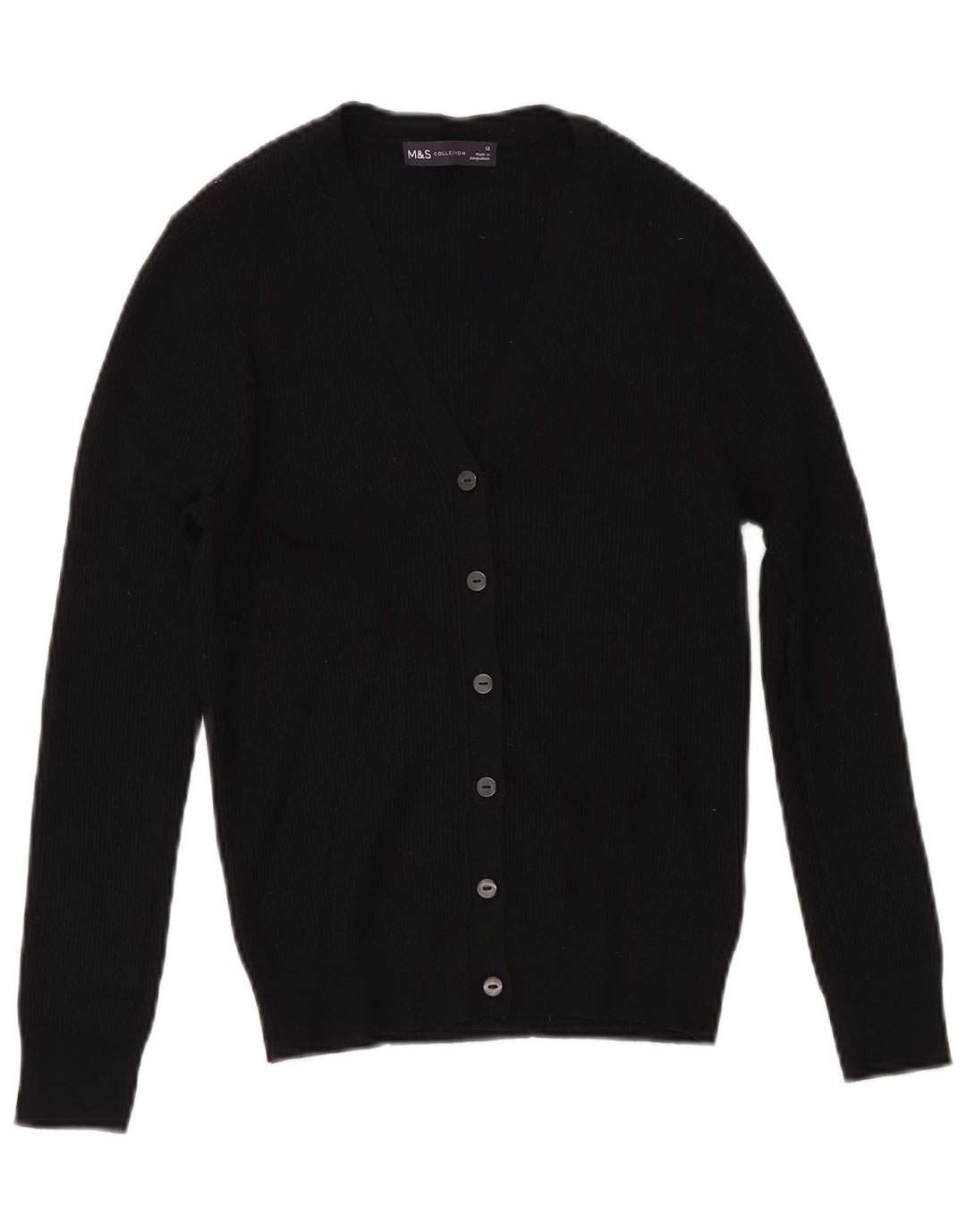 Marks & Spencer Dame Cardigan Sweater UK 12 Medium Black Viscose
