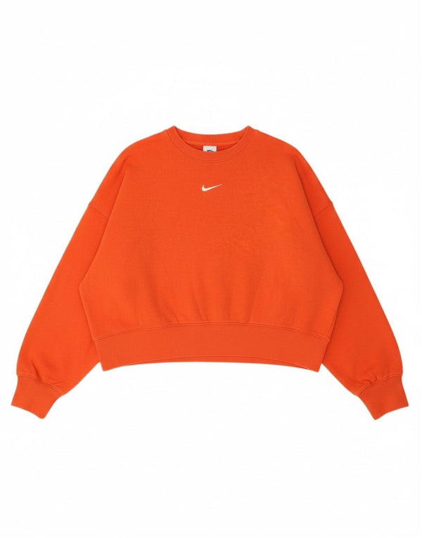 Nike Womens Crop Oversized Sweatshirt Jumper UK 14 Medium Rød Bomuld