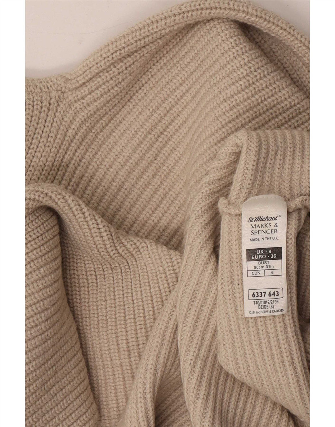 Marks & Spencer Dame Turtle Neck Jumper Sweater UK 8 Small Beige