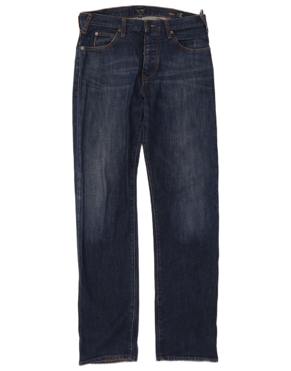 Armani Herre Regular Fit Straight Jeans W30 L32 Marineblå Bomuld
