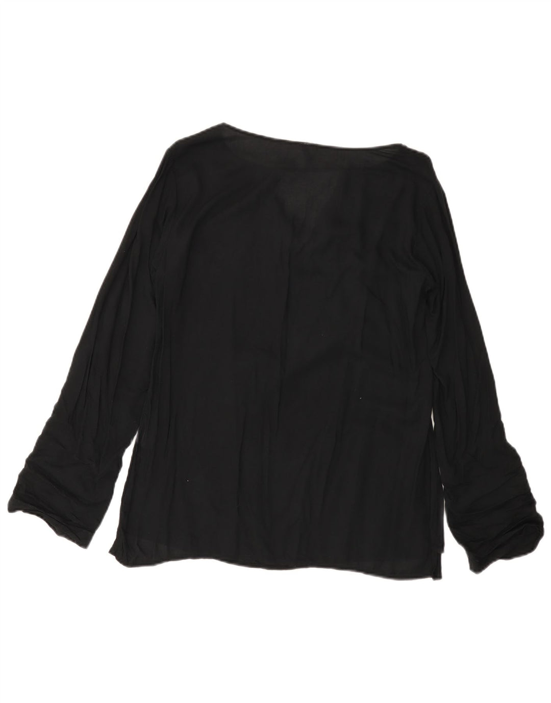 BENETTON Dame Langærmet Bluse Top UK 14 Medium Sort Viscose