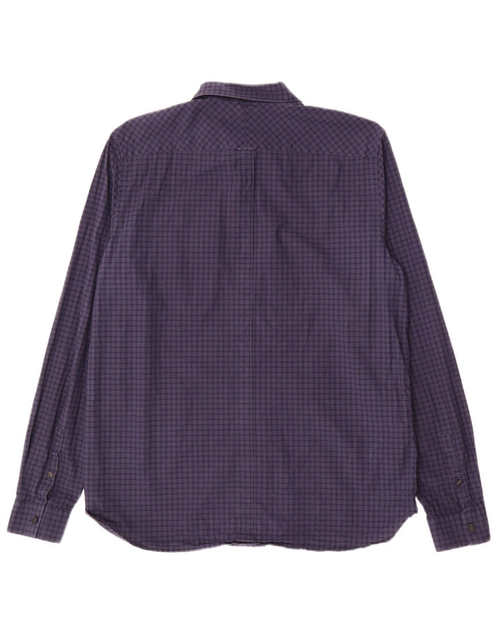 FRED PERRY Herreskjorte Stor marineblå Gingham Bomuld