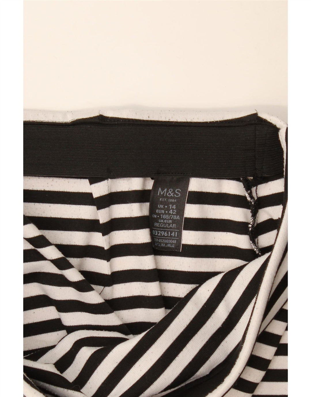 Marks & Spencer Dame Asymmetrisk Nederdel UK 14 Large W34 Sort Stribet