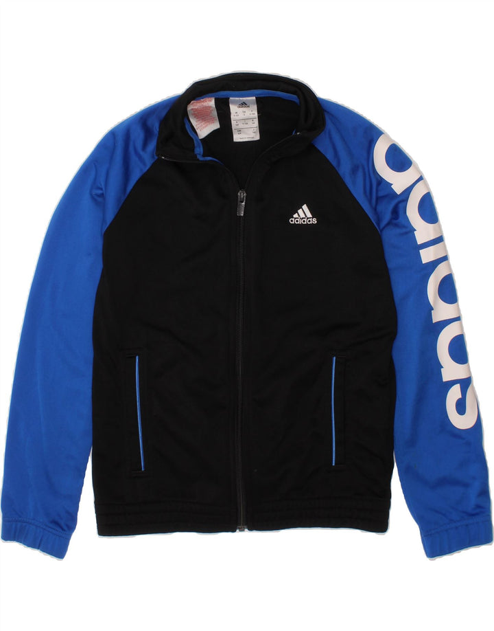 ADIDAS Boys Graphic Tracksuit Top Jacket 9-10 Years Black Colourblock Vintage Adidas and Second-Hand Adidas from Messina Hembry 