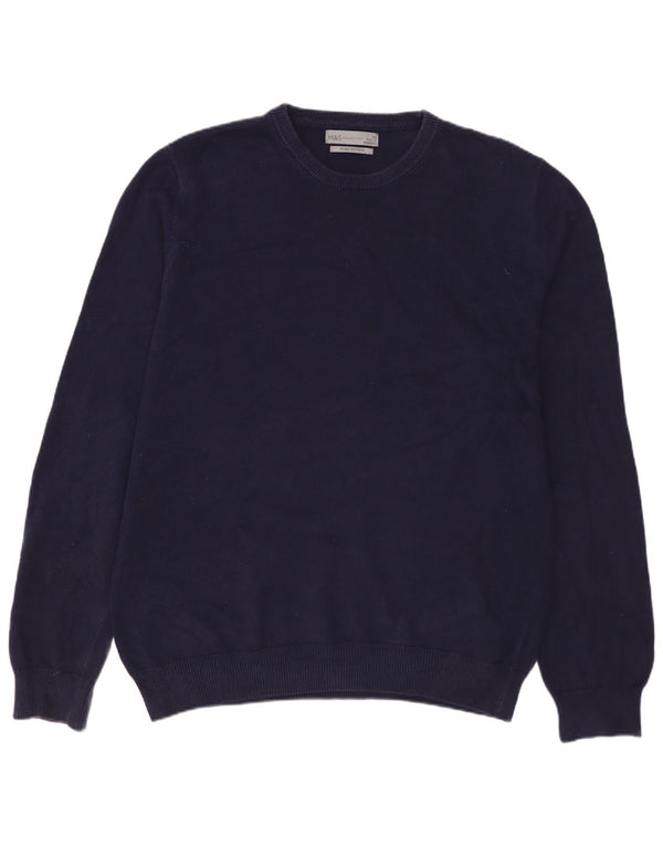 MARKS & SPENCER Herre sweater med rund hals, medium marineblå bomuld