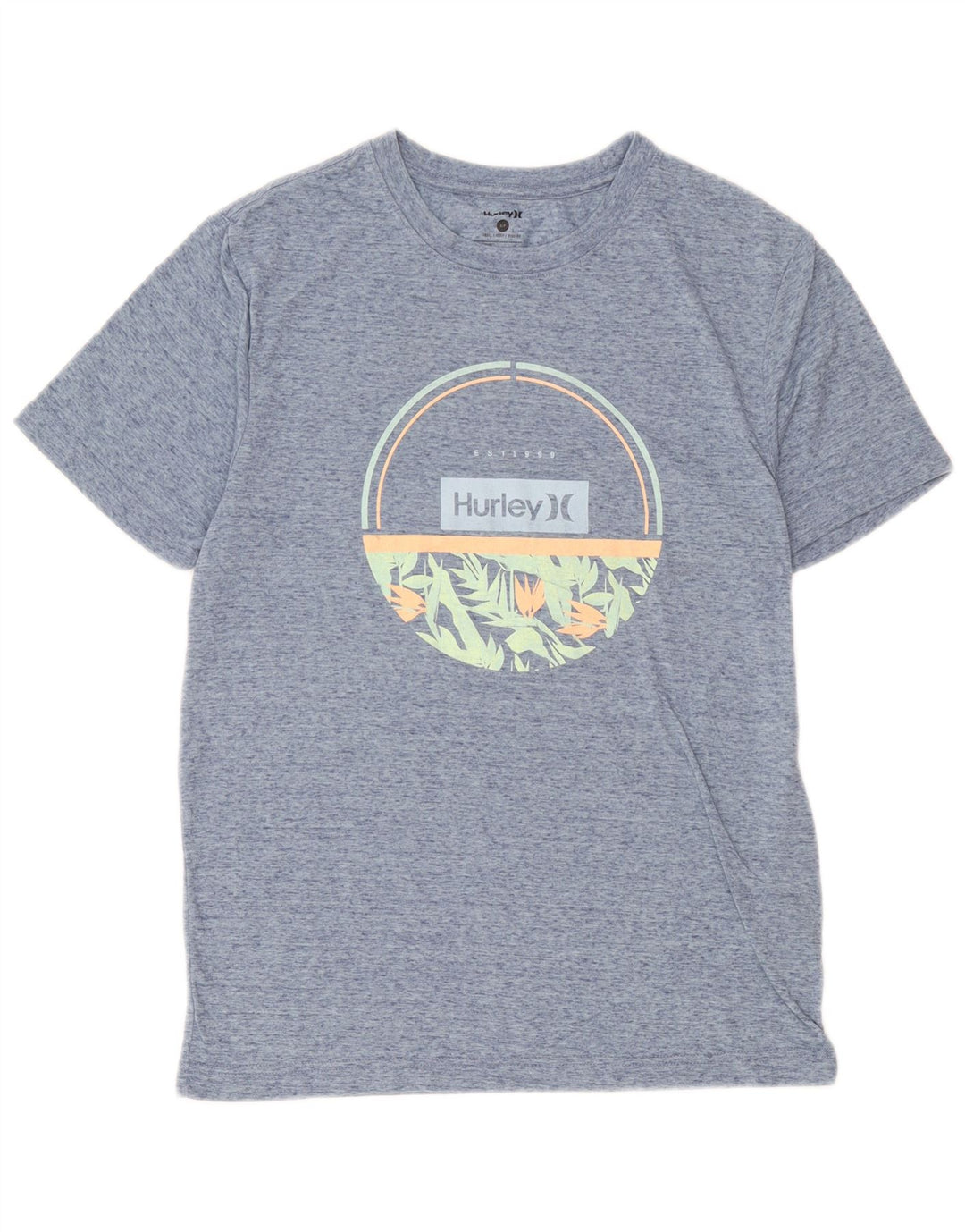 Hurley Herre Grafisk T-Shirt Top Lille Blå Flecked Polyester