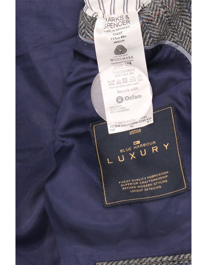 Marks & Spencer Herre 2-knaps blazerjakke UK 46 XL Grå sildebensuld