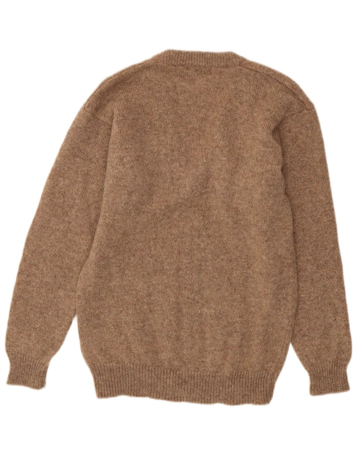 Vintage herre V-hals sweater medium brun
