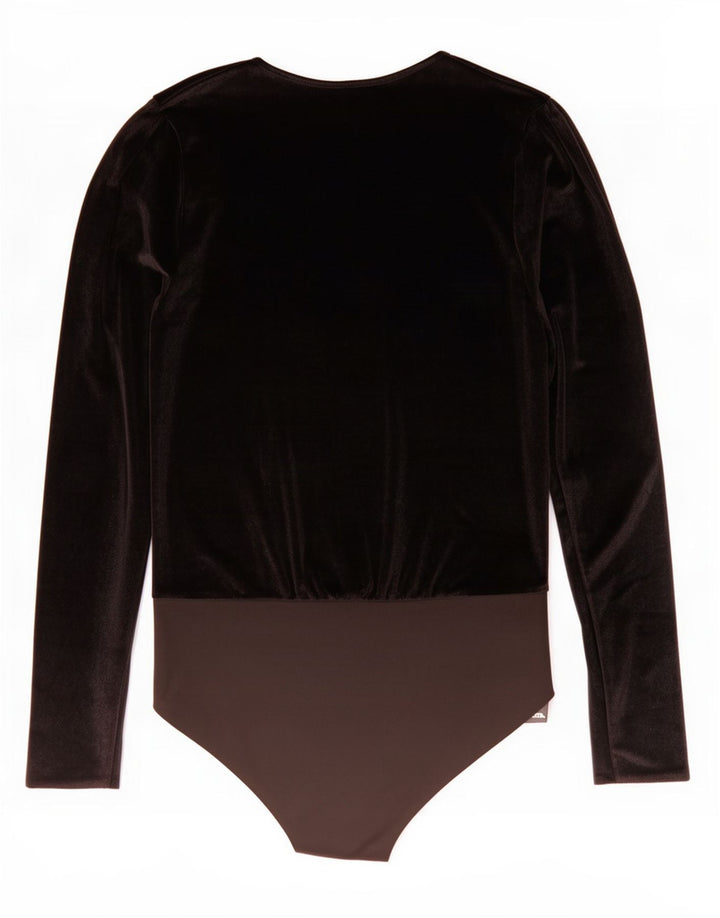 Zara Langærmet Velour Bodysuit UK 12 Medium Sort Colourblock