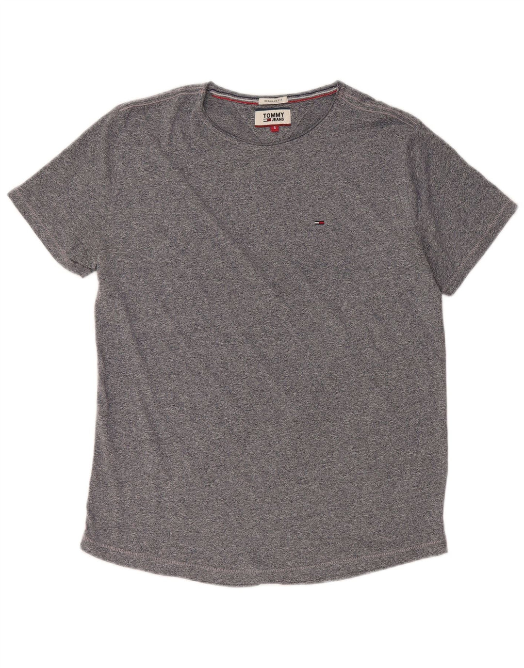Tommy Hilfiger Herre Regular Fit T-shirt Top Small Navyblå Flecked Bomuld