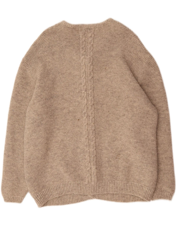 OS Trachten Herre Cardigan Sweater EU 50 3XL Beige Ny Uld