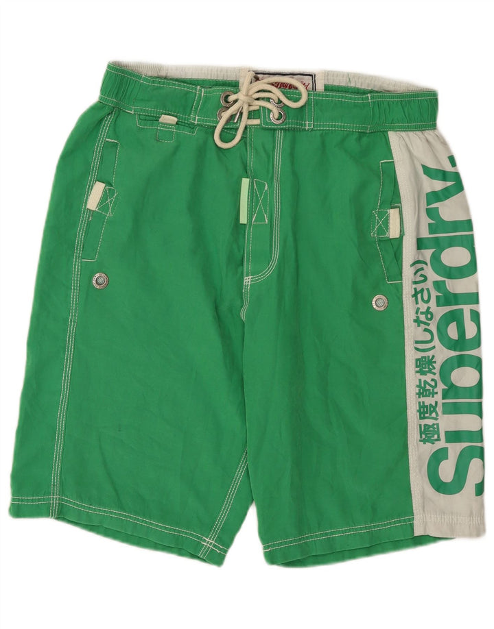 Superdry Herre grafiske svømmeshorts XL Grøn Colourblock Polyester