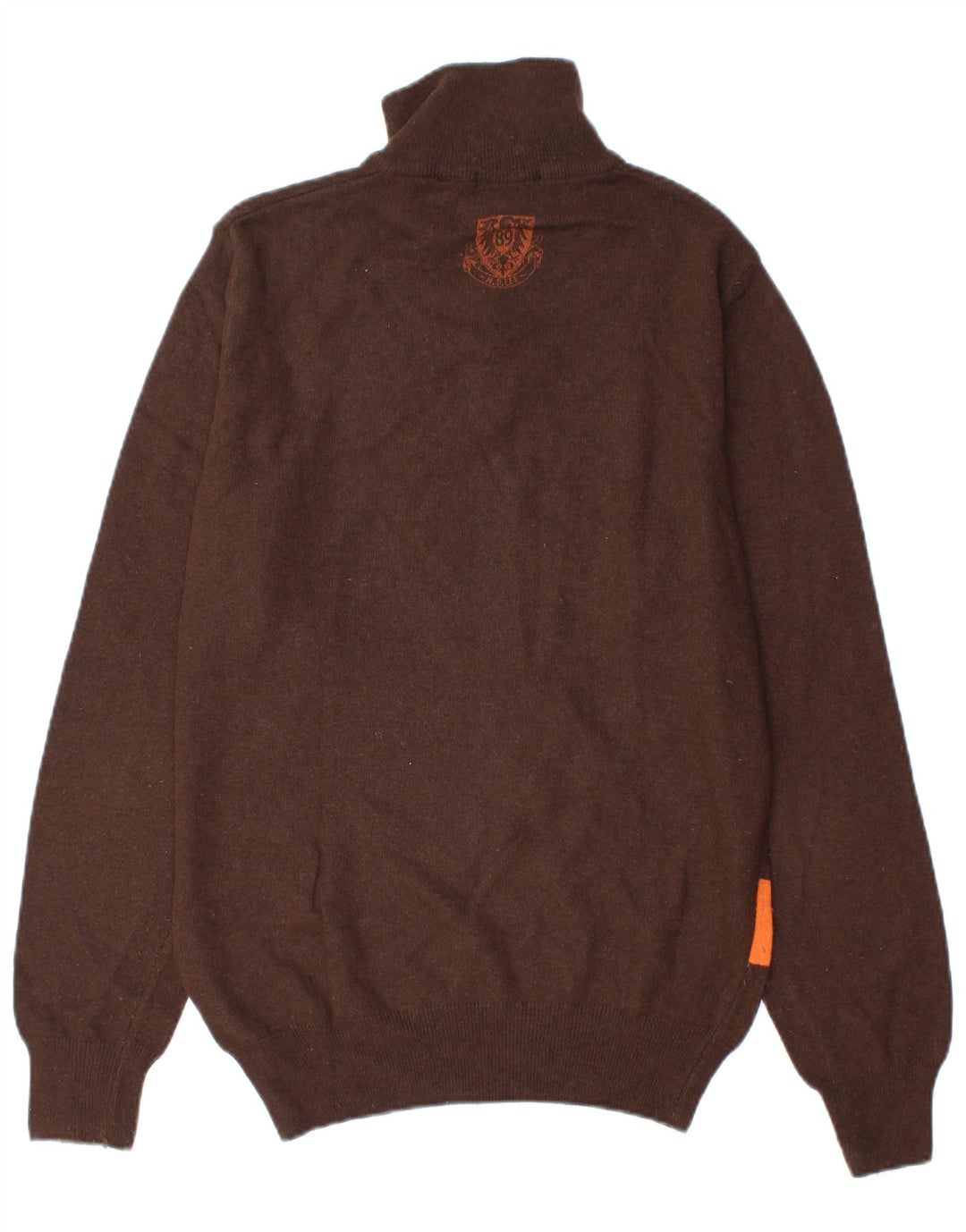 Lee Mens Zip Neck Jumper Sweater Stor Brun Stribet Merino Uld