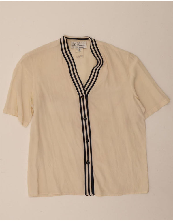 Les Copains Dame Kortærmet Bluse IT 48 XL Off White Stribet