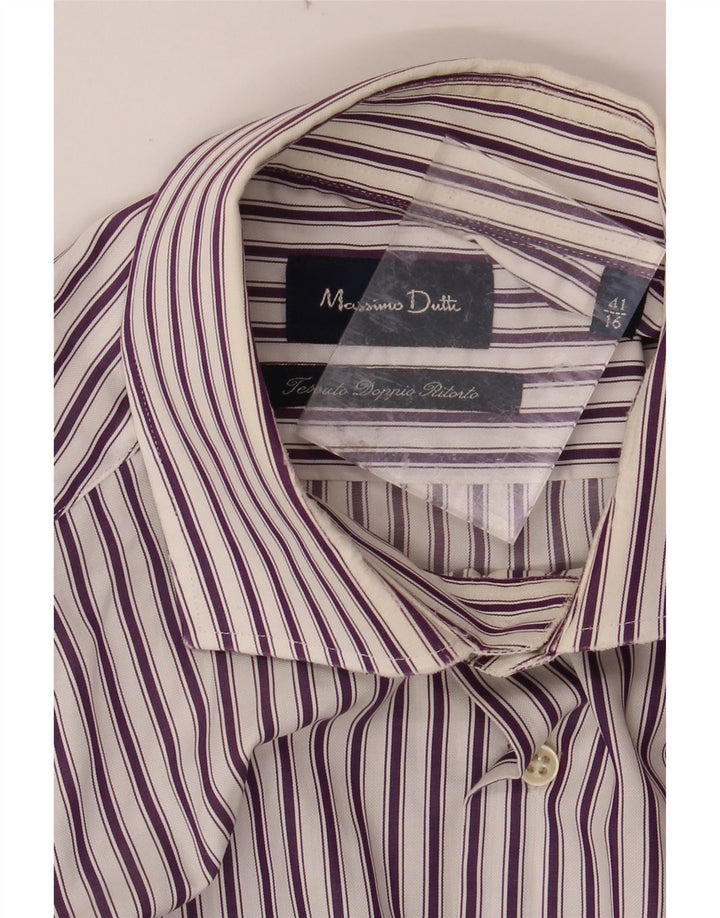 MASSIMO DUTTI Mens Shirt Size 16 41 Large Purple Striped