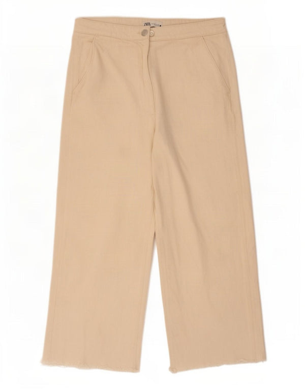 Zara Womens High Waist Wide Leg Jeans EU 44 XL W34 L28 Beige