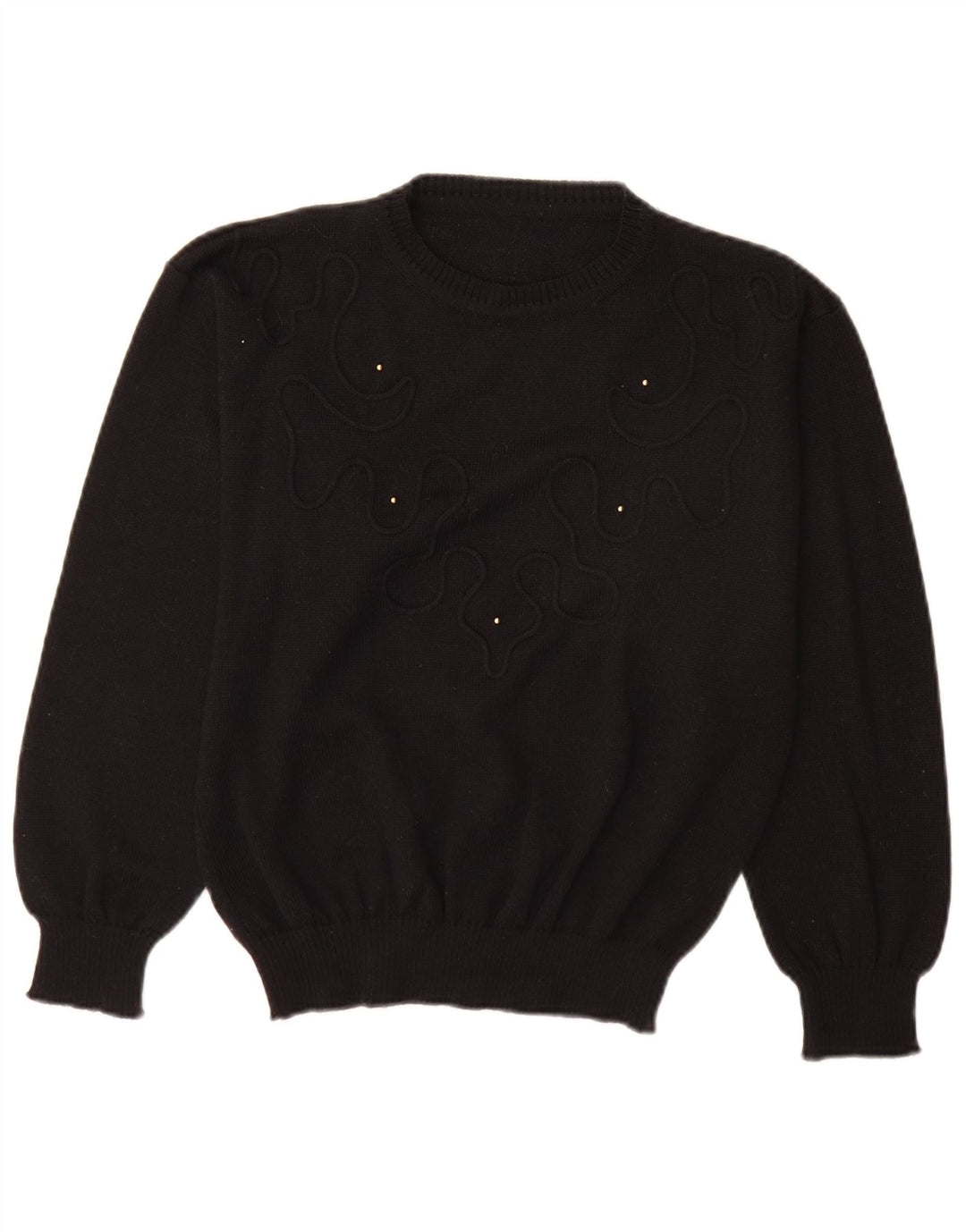 Vintage dame sweater med rund hals EU 40 medium sort uld