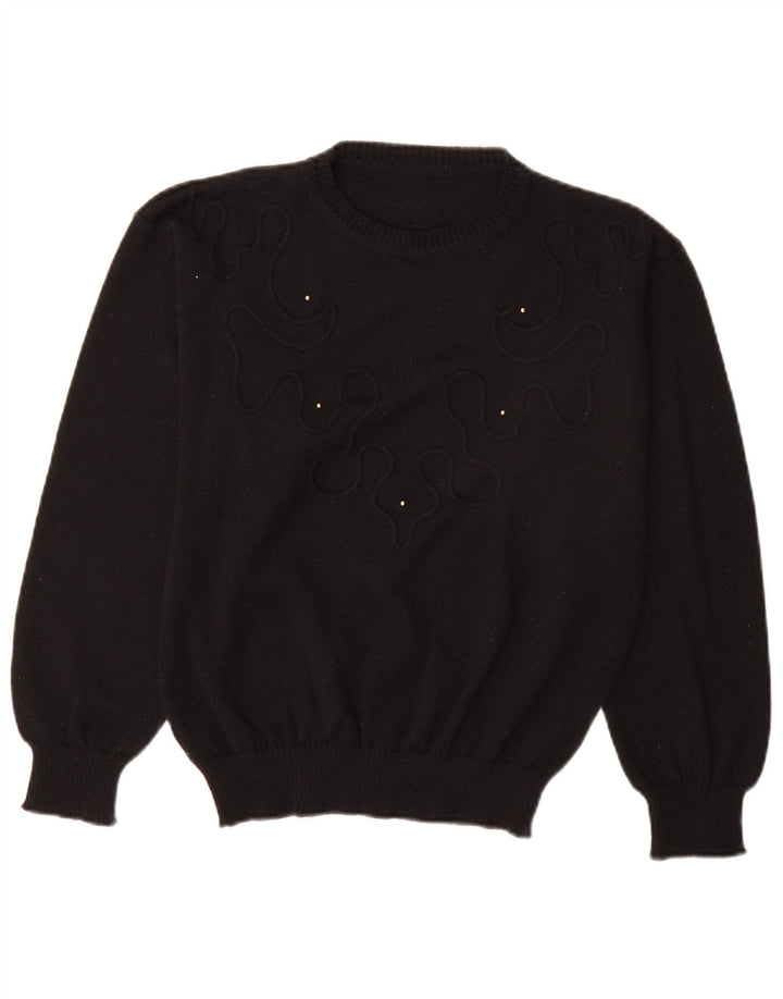 Vintage dame sweater med rund hals EU 40 medium sort uld