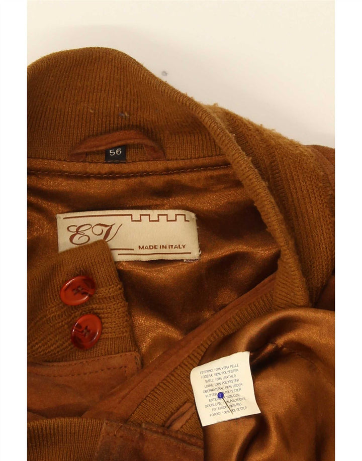 Vintage herre ruskind bomberjakke IT 56 3XL brunt læder