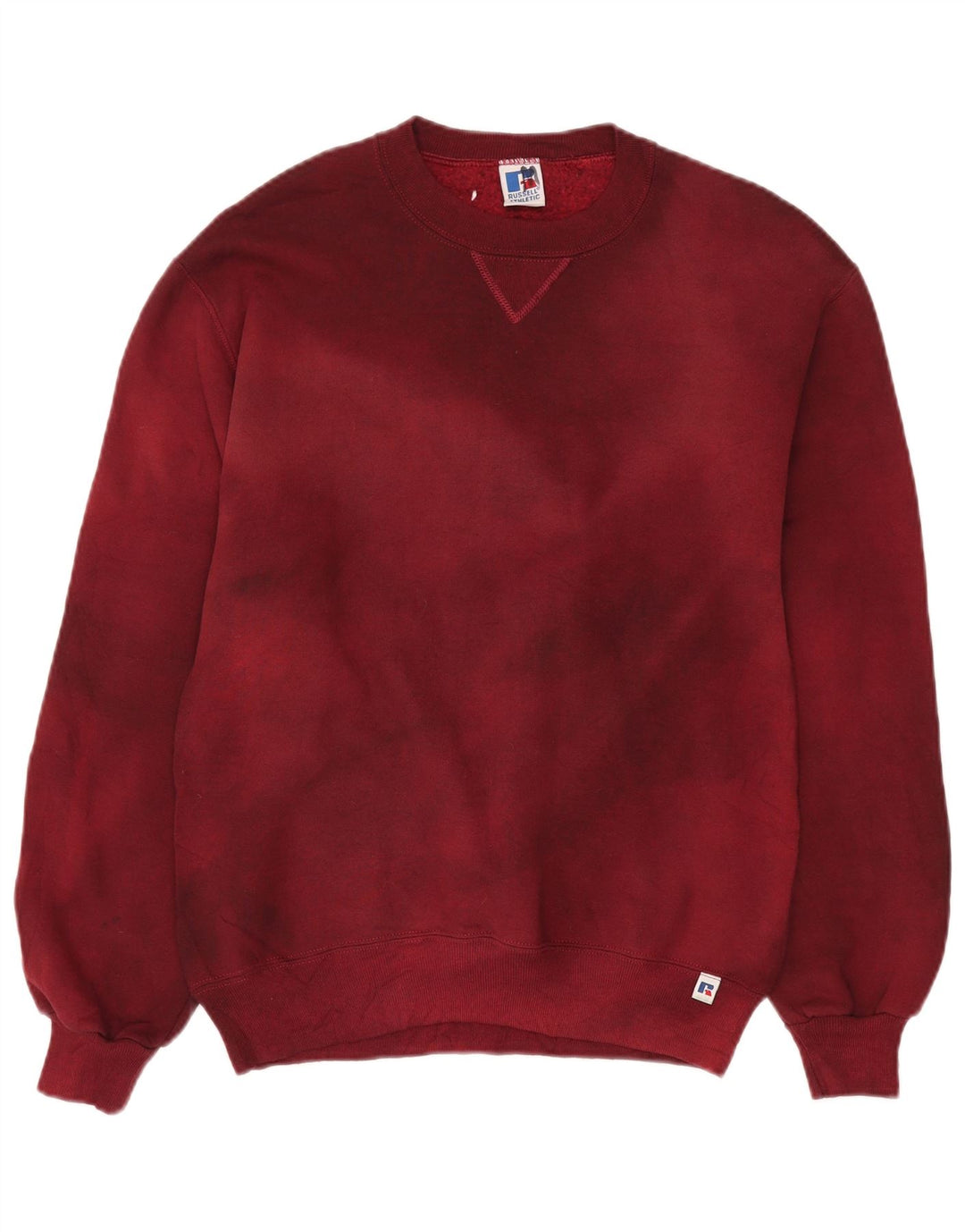 RUSSELL ATHLETIC Herre Sweatshirt Jumper Medium Burgundy Tie Dye Bomuld