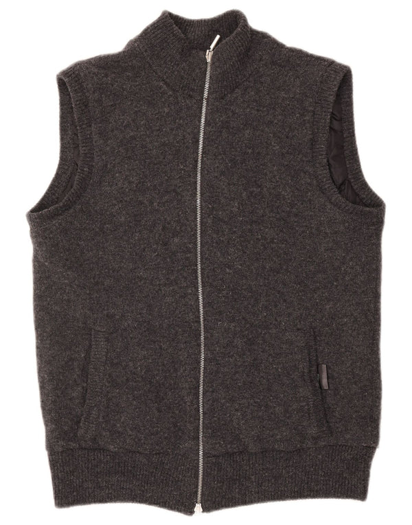 Luciana Mens Knit Reversible Gilet UK 40 Large Grey Lambswool Classic