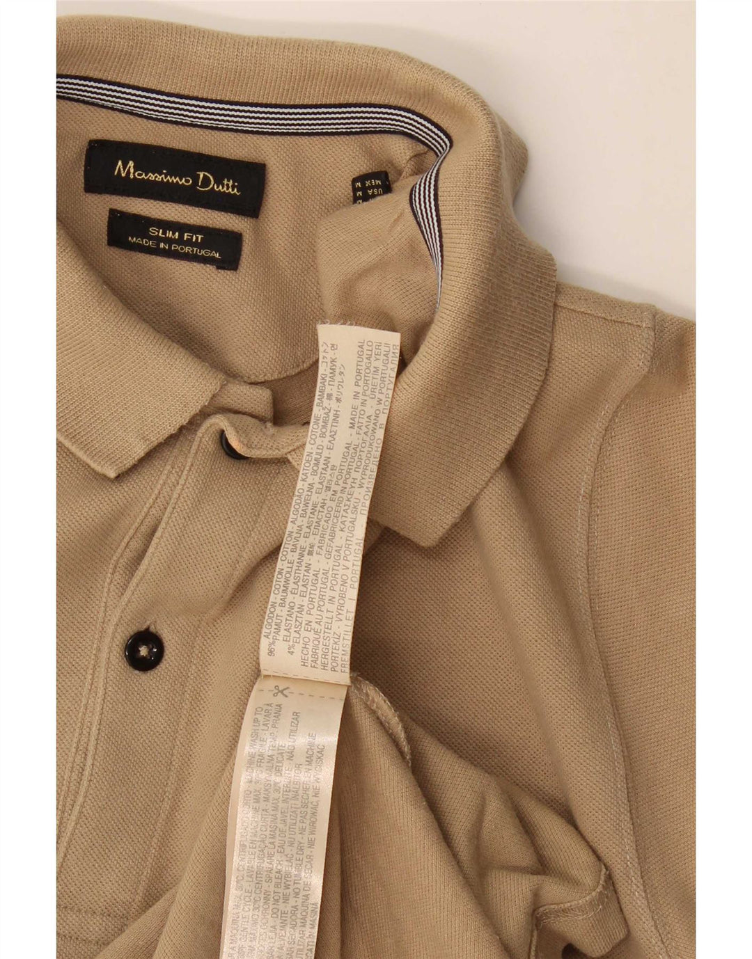 Massimo Dutti Herre Slim Fit Polo Shirt Medium Beige Bomuld