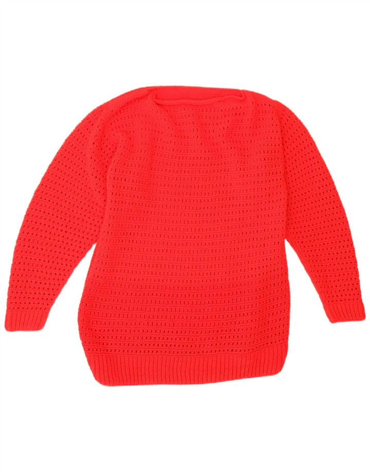 Vintage Herre Boat Neck Jumper Sweater UK 12 Medium Red