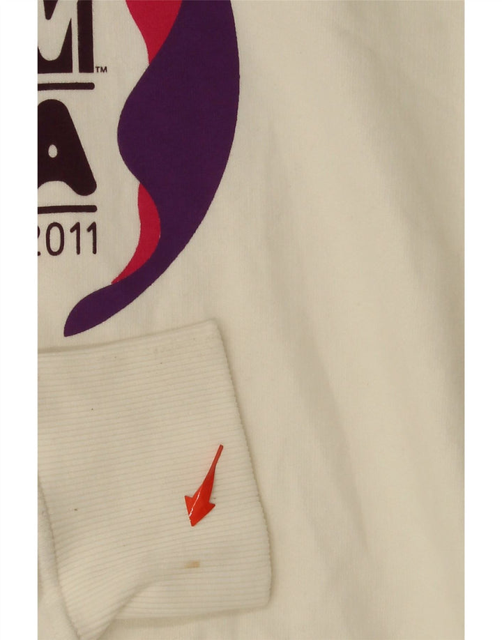 REPLAY Mens Graphic Hoodie Jumper Large White Cotton Vintage Replay and Second-Hand Replay from Messina Hembry 
