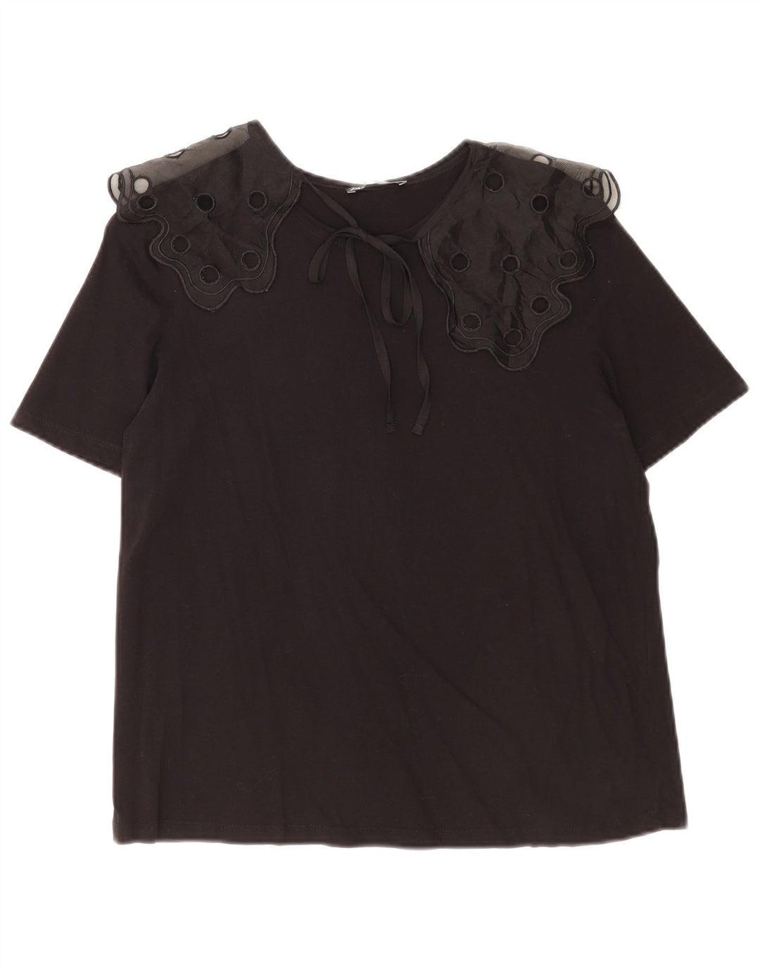 Zara Dame Bluse Top UK 10 Lille Sort