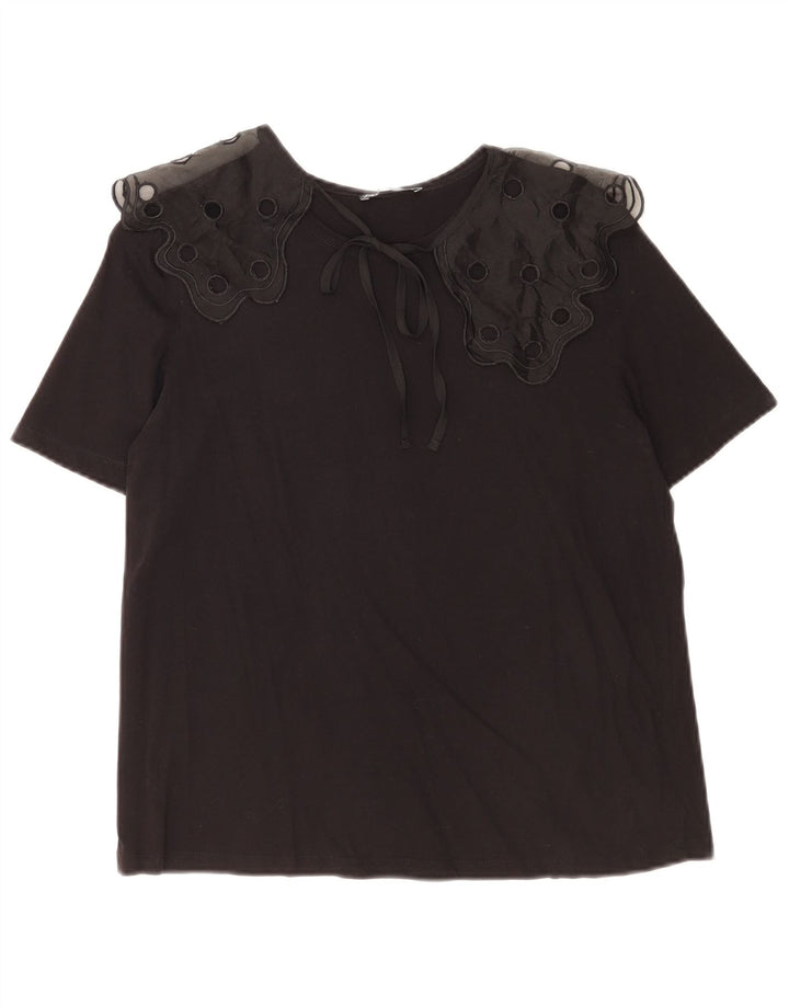 Zara Dame Bluse Top UK 10 Lille Sort