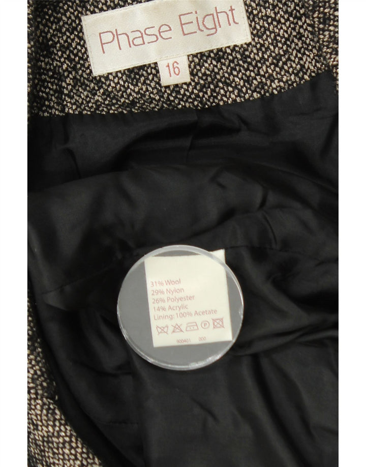 Phase Eight Dame 3 Button Blazer Jacket UK 16 Large Black Flecked Uld