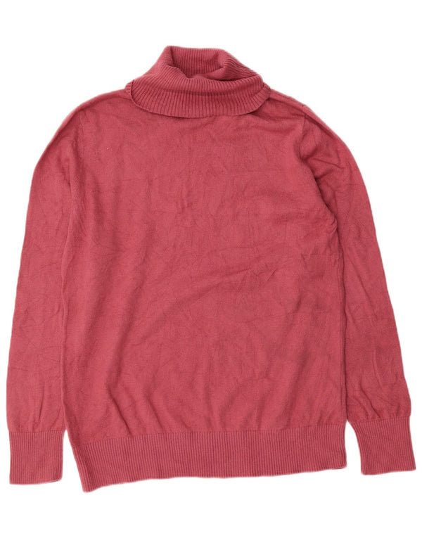 L.L.Bean Dame Rullehals Sweater UK 16 Stor Pink Bomuld