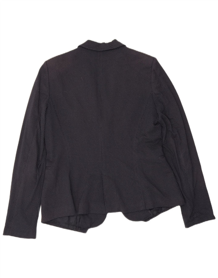 Zara Dame 1 Knap Blazer Jakke UK 14 Stor Marineblå Plettet
